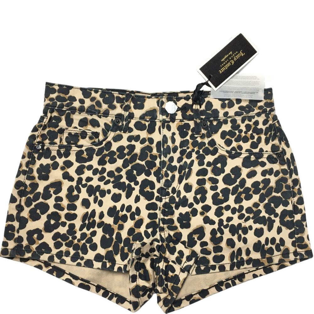 Juicy Couture Girlfriend Shorts Leopard Print Denim‎ 2" Inseam Women's 25 NEW